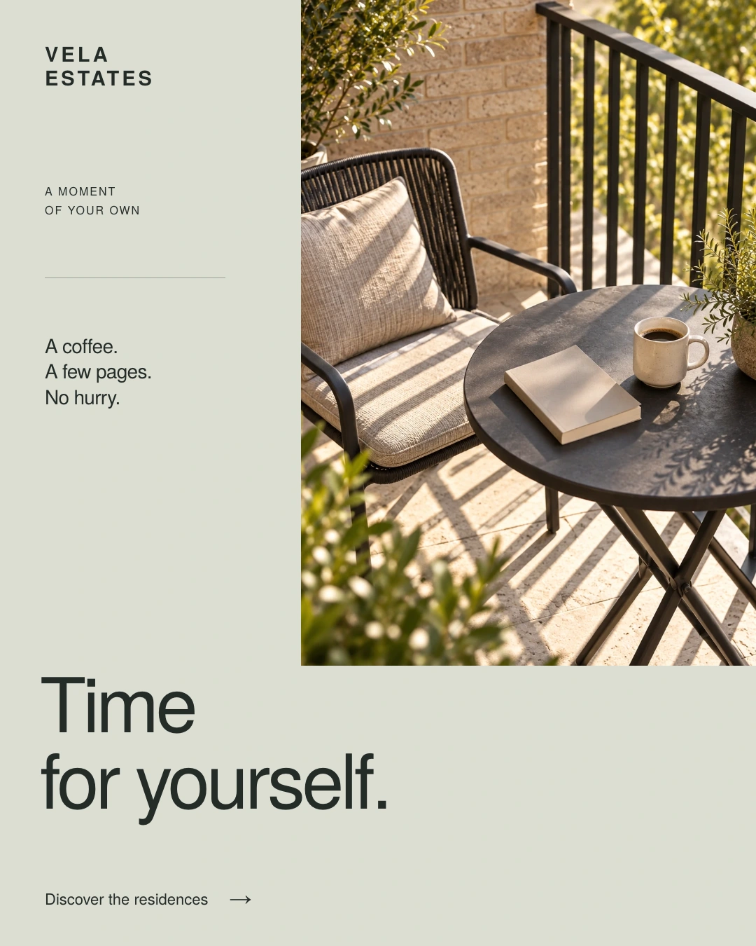 Vela Estates social advertisement: Everyday life, Variant B